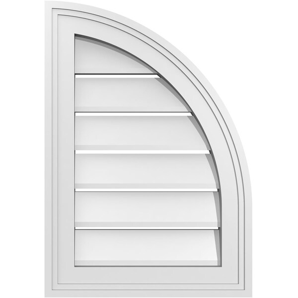 Ekena Millwork Quarter Round Top Right Surface Mount PVC Gable Vent w/ 2"W x 2"P Brickmould Sill Frame, 14"W x 20"H GVPQR14X2003SF - main